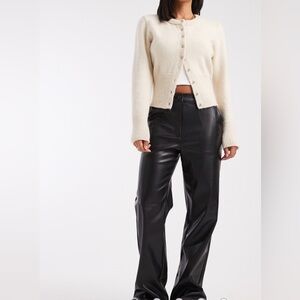 ASOS Black Faux Leather Pants Trousers Straight Leg Womens 6 Tall Like New